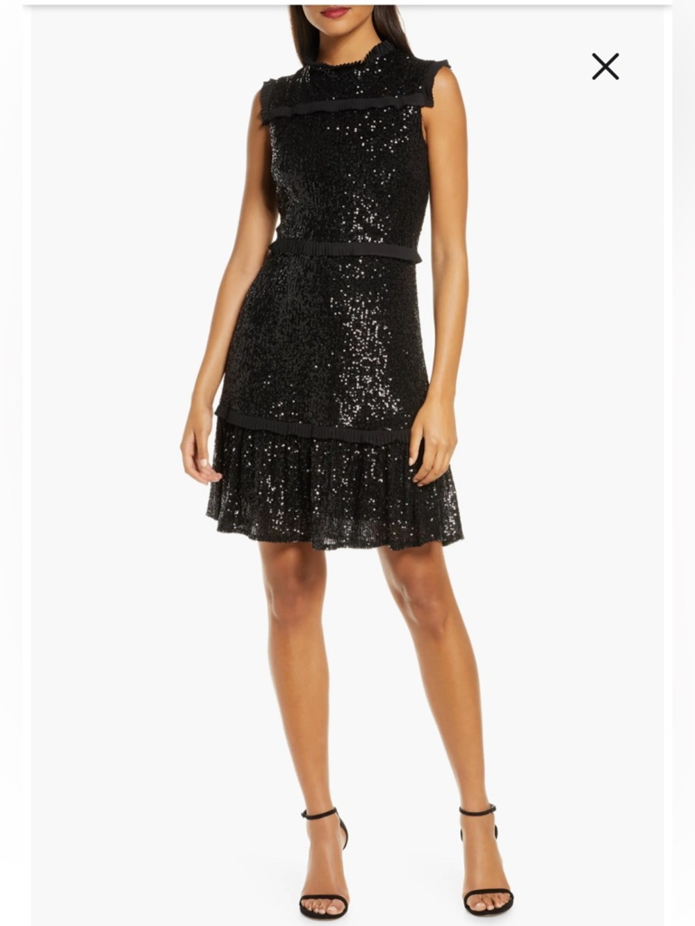 Julia Jordan Black Sequin Tiered Cocktail Dress Size 12 EUC